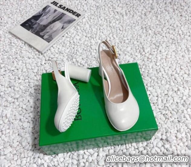 Trendy Design Bottega Veneta Atomic Slingback Pumps 7.5cm in Shiny Leather White 218022