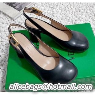 Low Cost Bottega Veneta Atomic Slingback Pumps 7.5cm in Shiny Leather Black 1218024