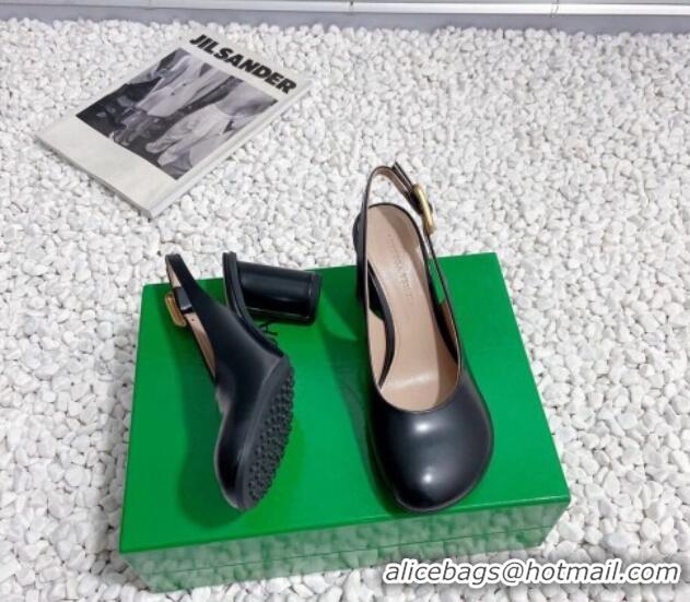 Low Cost Bottega Veneta Atomic Slingback Pumps 7.5cm in Shiny Leather Black 1218024