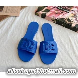 Low Price Dolce & Gabbana DG TPU Flat Slide Sandals Blue 105081