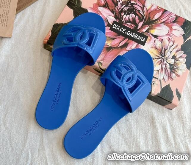 Low Price Dolce & Gabbana DG TPU Flat Slide Sandals Blue 105081