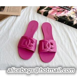 Top Grade Dolce & Gabbana DG TPU Flat Slide Sandals Pink 0105082