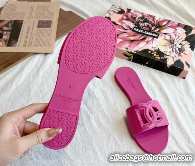 Top Grade Dolce & Gabbana DG TPU Flat Slide Sandals Pink 0105082