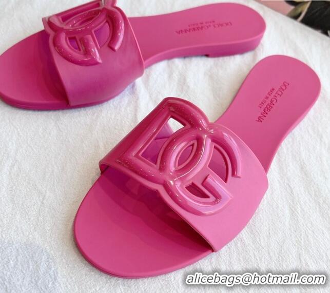 Top Grade Dolce & Gabbana DG TPU Flat Slide Sandals Pink 0105082