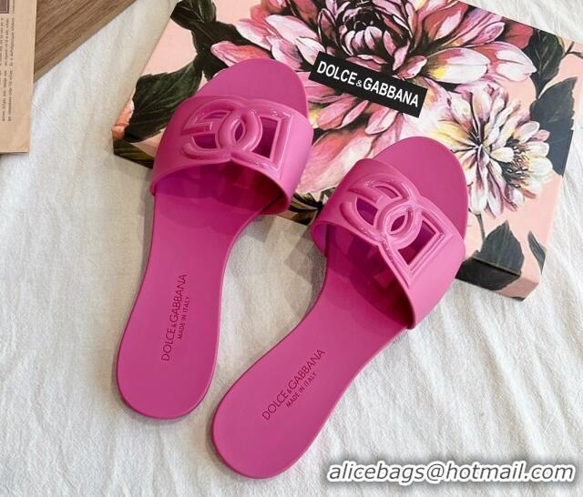 Top Grade Dolce & Gabbana DG TPU Flat Slide Sandals Pink 0105082