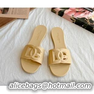 New Style Dolce & Gabbana DG TPU Flat Slide Sandals Beige 40105083