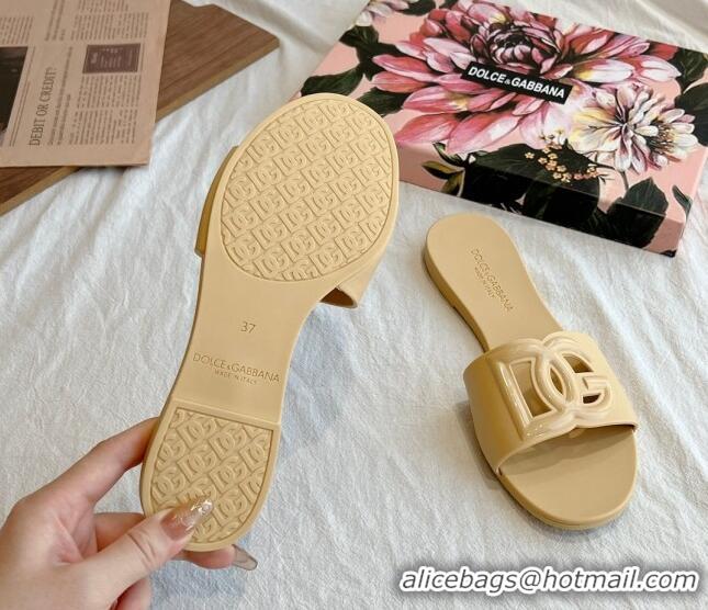 New Style Dolce & Gabbana DG TPU Flat Slide Sandals Beige 40105083