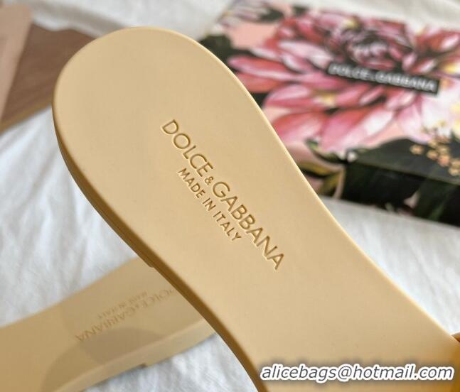 New Style Dolce & Gabbana DG TPU Flat Slide Sandals Beige 40105083