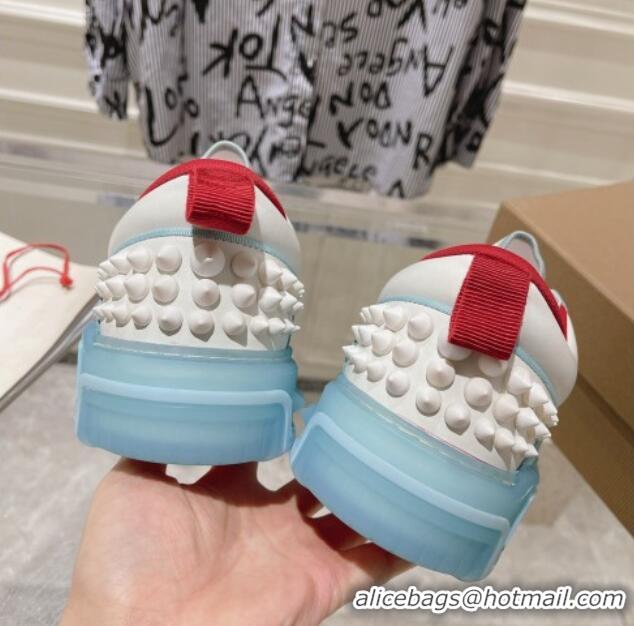 Low Price Christian Louboutin Astroloubi Sneakers in Calf Leather Light Blue/White 105085