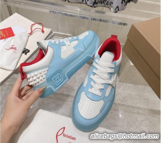 Low Price Christian Louboutin Astroloubi Sneakers in Calf Leather Light Blue/White 105085