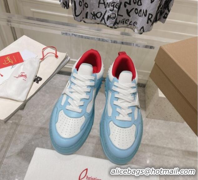 Low Price Christian Louboutin Astroloubi Sneakers in Calf Leather Light Blue/White 105085