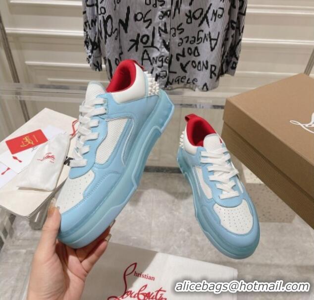 Low Price Christian Louboutin Astroloubi Sneakers in Calf Leather Light Blue/White 105085