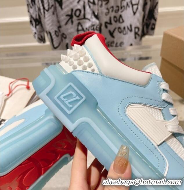 Low Price Christian Louboutin Astroloubi Sneakers in Calf Leather Light Blue/White 105085