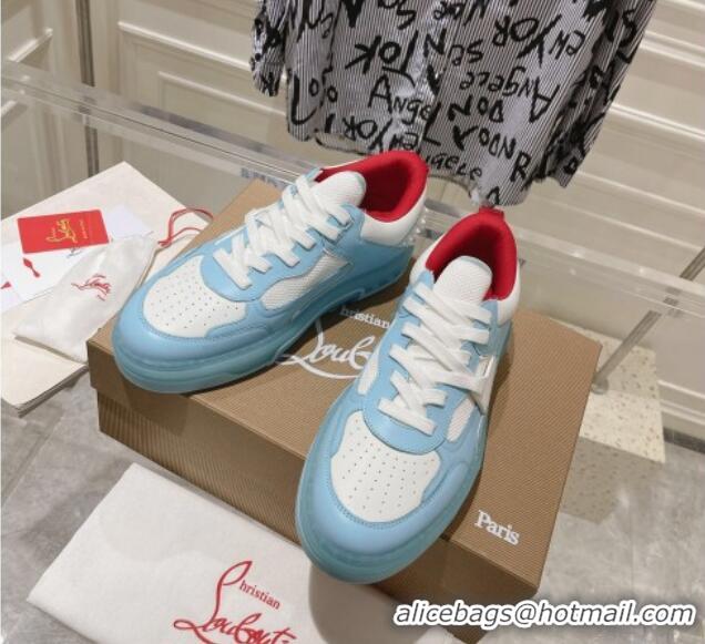 Low Price Christian Louboutin Astroloubi Sneakers in Calf Leather Light Blue/White 105085