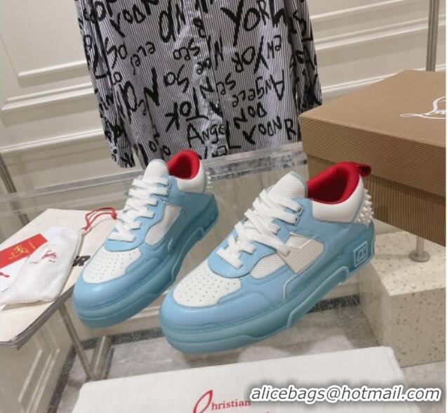 Low Price Christian Louboutin Astroloubi Sneakers in Calf Leather Light Blue/White 105085