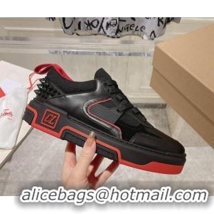 Top Quality Christian Louboutin Astroloubi Sneakers in Leather and Suede Black/Red 105086