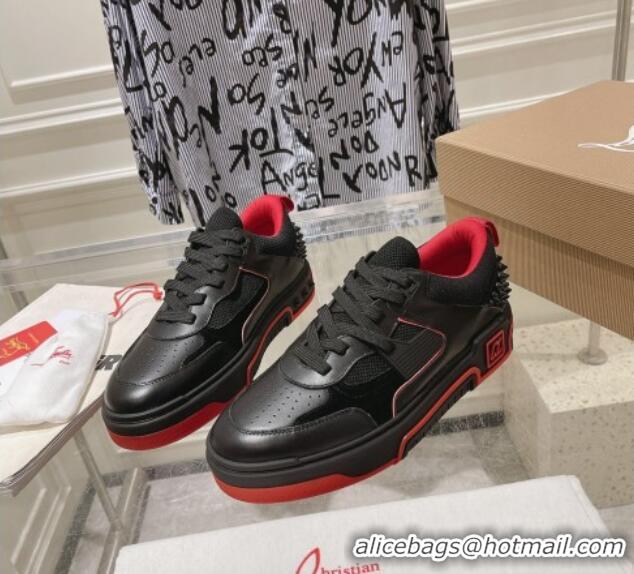 Top Quality Christian Louboutin Astroloubi Sneakers in Leather and Suede Black/Red 105086