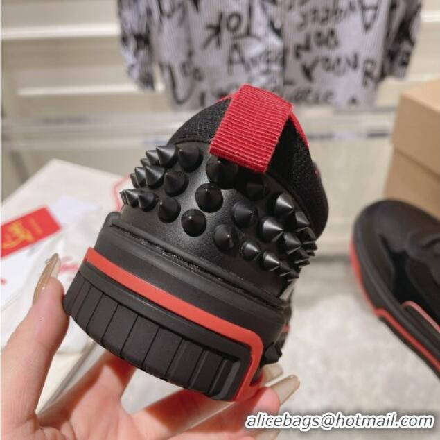 Top Quality Christian Louboutin Astroloubi Sneakers in Leather and Suede Black/Red 105086