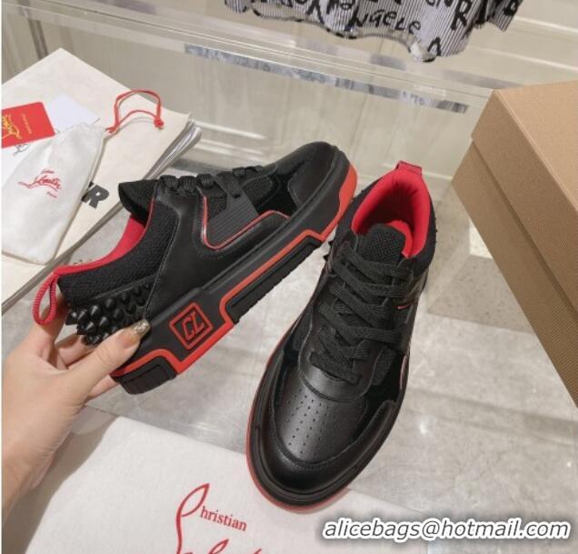 Top Quality Christian Louboutin Astroloubi Sneakers in Leather and Suede Black/Red 105086