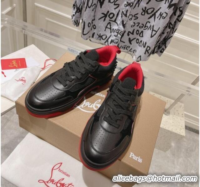 Top Quality Christian Louboutin Astroloubi Sneakers in Leather and Suede Black/Red 105086