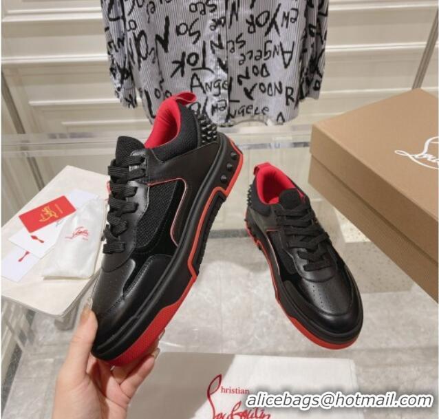 Top Quality Christian Louboutin Astroloubi Sneakers in Leather and Suede Black/Red 105086