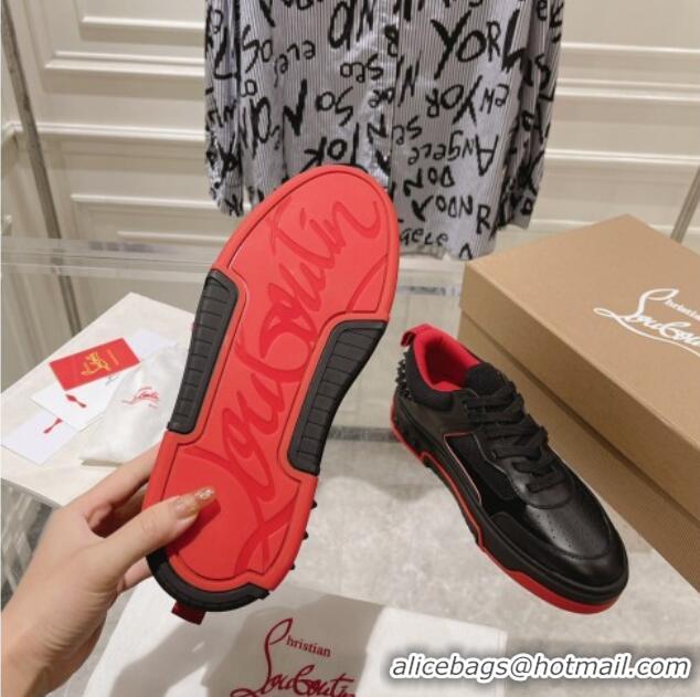 Top Quality Christian Louboutin Astroloubi Sneakers in Leather and Suede Black/Red 105086