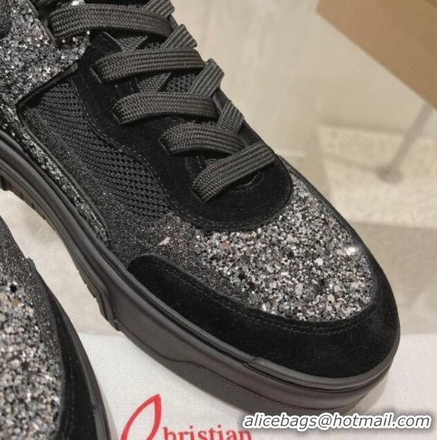 Good Product Christian Louboutin Astroloubi Sneakers in Suede and Glitter Black 105087