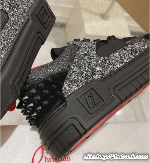 Good Product Christian Louboutin Astroloubi Sneakers in Suede and Glitter Black 105087