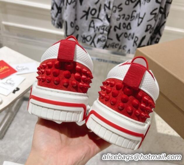 Affordable Price Christian Louboutin Astroloubi Sneakers in Suede and Leather White/Red 105091