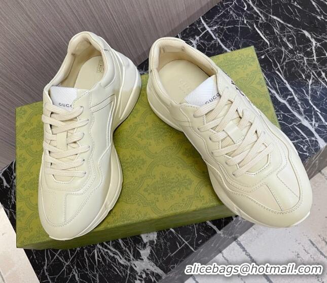 Good Taste Gucci Rhyton 2024s Chinese New Year Sneaker in White Leather Pink Dragon 105093