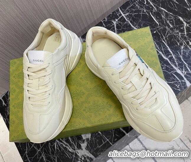 Unique Style Gucci Rhyton 2024s Chinese New Year Sneaker in White Leather Green Dragon 105094