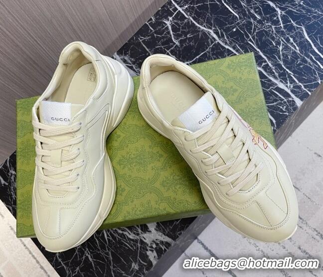 Duplicate Gucci Rhyton 2024s Chinese New Year Sneaker with Interlocking G White/Pink 105095