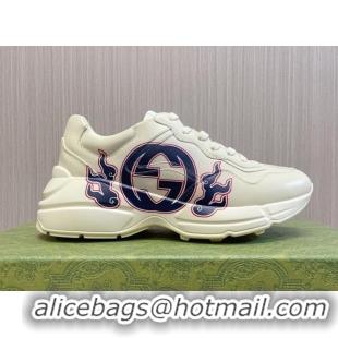 Best Price Gucci Rhyton 2024s Chinese New Year Sneaker with Interlocking G White/Blue 0105096