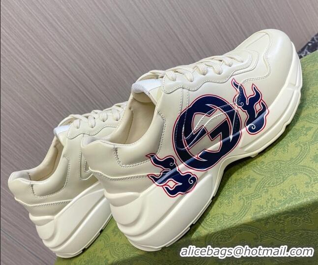 Best Price Gucci Rhyton 2024s Chinese New Year Sneaker with Interlocking G White/Blue 0105096