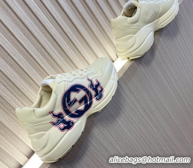 Best Price Gucci Rhyton 2024s Chinese New Year Sneaker with Interlocking G White/Blue 0105096