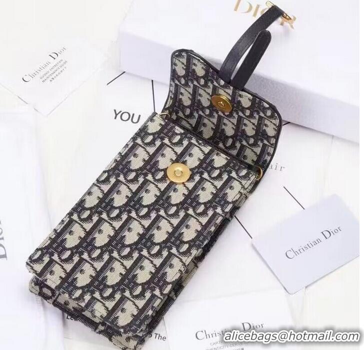 New Style DIOR Oblique Jacquard Phone POUCH S5619 Blue