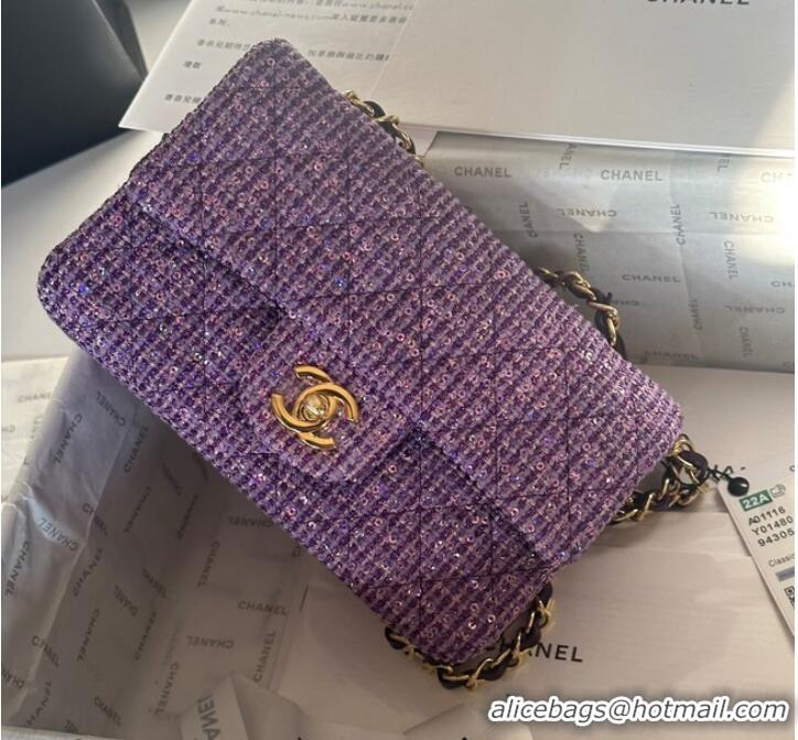 Best Price Chanel CLASSIC HANDBAG A01116 Purple