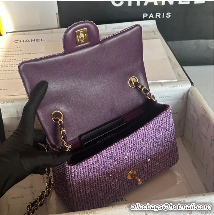 Best Price Chanel CLASSIC HANDBAG A01116 Purple