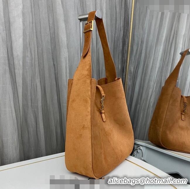 Inexpensive Saint Laurent LE 5 À 7 Supple Large Bucket Bag in Suede 753837 Brown 2023