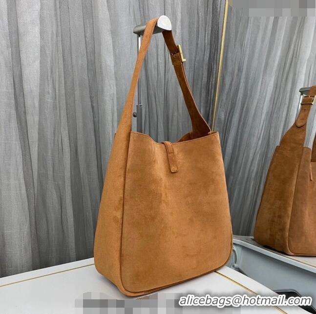 Inexpensive Saint Laurent LE 5 À 7 Supple Large Bucket Bag in Suede 753837 Brown 2023