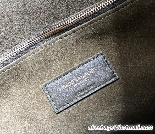 Promotional Saint Laurent LE 5 À 7 Supple Large Bucket Bag in Suede 753837 Green 2023