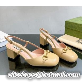 Pretty Style Gucci Leather Horsebit Slingback Pumps 771601 Yellow