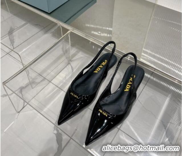 Good Quality Prada Brushed Leather Slingbacks Shoes 2.5cm Black 0104090