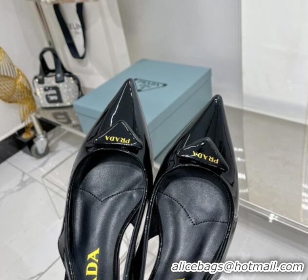 Good Quality Prada Brushed Leather Slingbacks Shoes 2.5cm Black 0104090