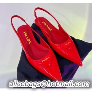 Low Price Prada Brushed Leather Slingbacks Shoes 2.5cm Red 0104091