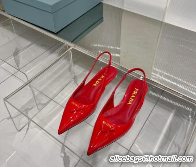 Low Price Prada Brushed Leather Slingbacks Shoes 2.5cm Red 0104091