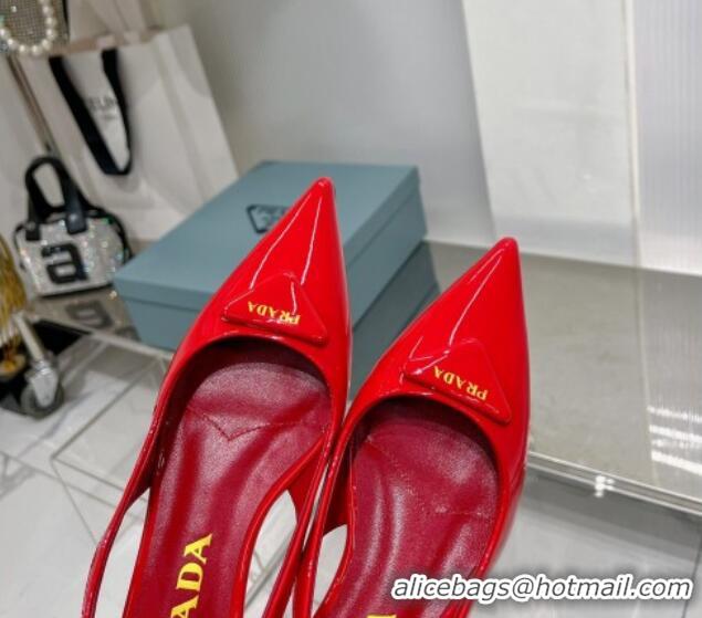 Low Price Prada Brushed Leather Slingbacks Shoes 2.5cm Red 0104091