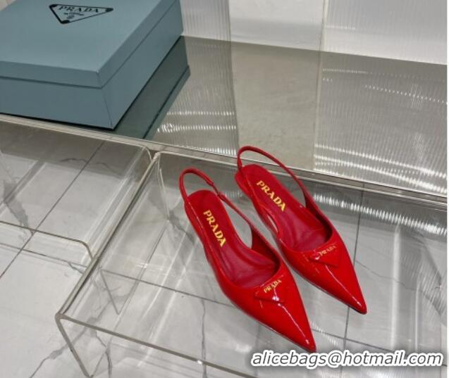 Low Price Prada Brushed Leather Slingbacks Shoes 2.5cm Red 0104091