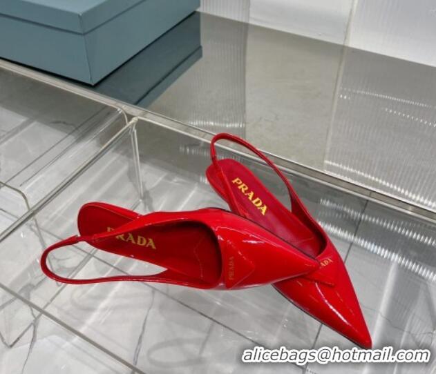 Low Price Prada Brushed Leather Slingbacks Shoes 2.5cm Red 0104091