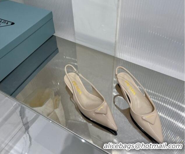 Top Design Prada Brushed Leather Slingbacks Shoes 2.5cm Nude 104092